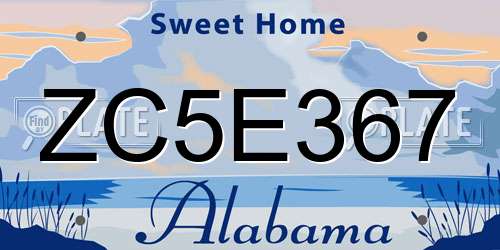 ZC5E367 Alabama License Plate