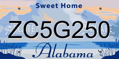 ZC5G250 Alabama License Plate