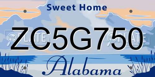 ZC5G750 Alabama License Plate