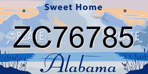 ZC76785 Alabama License Plate