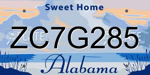 ZC7G285 Alabama License Plate