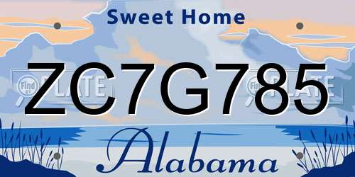 ZC7G785 Alabama License Plate