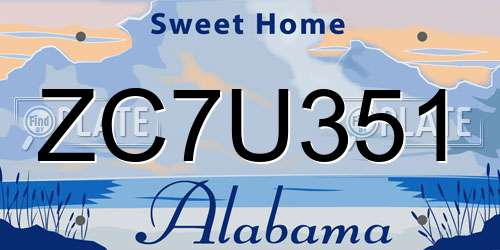 ZC7U351 Alabama License Plate
