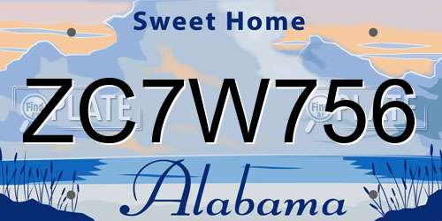 ZC7W756 Alabama License Plate