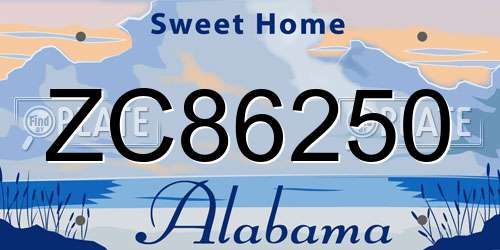 ZC86250 Alabama License Plate