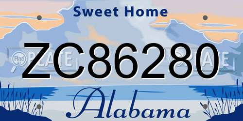 ZC86280 Alabama License Plate