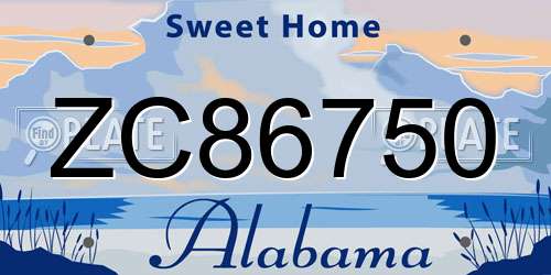 ZC86750 Alabama License Plate