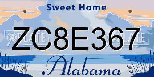 ZC8E367 Alabama License Plate