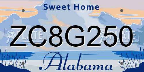 ZC8G250 Alabama License Plate