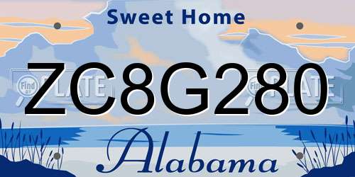ZC8G280 Alabama License Plate