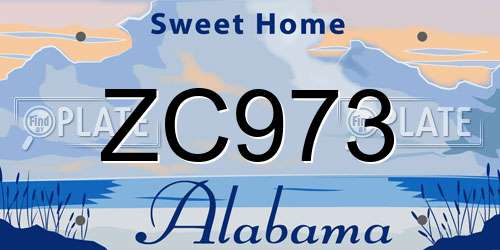 ZC973 Alabama License Plate