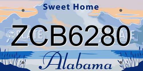 ZCB6280 Alabama License Plate