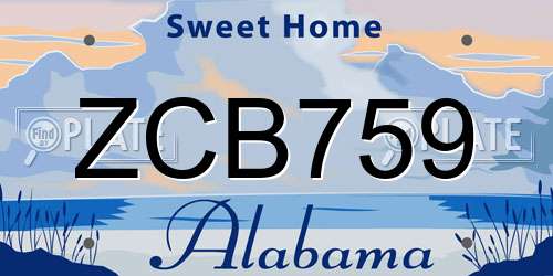 ZCB759 Alabama License Plate