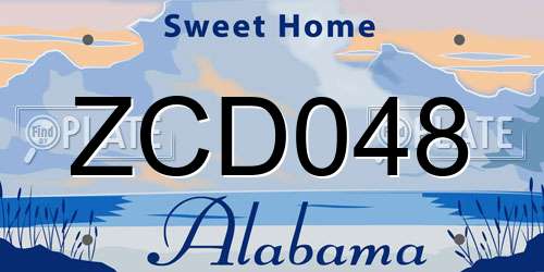 ZCD048 Alabama License Plate