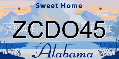 ZCDO45 Alabama License Plate
