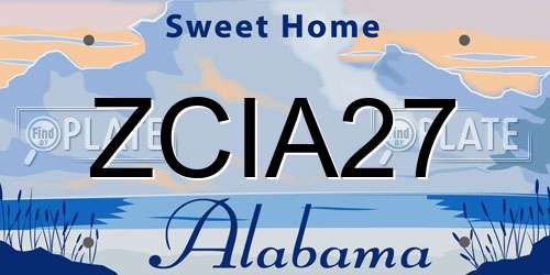 ZCIA27 Alabama License Plate