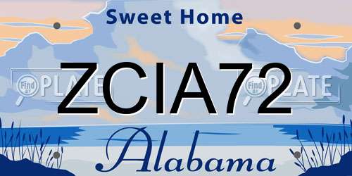 ZCIA72 Alabama License Plate