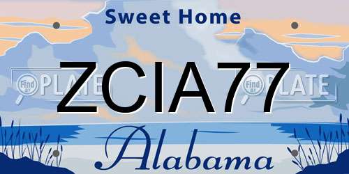 ZCIA77 Alabama License Plate