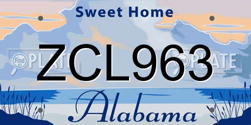 ZCL963 Alabama License Plate