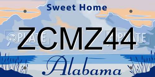 ZCMZ44 Alabama License Plate
