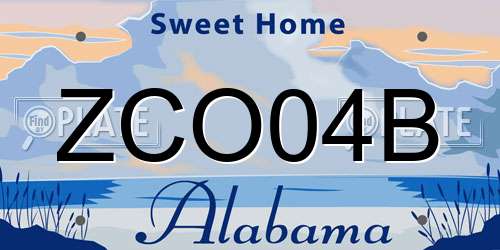 ZCO04B Alabama License Plate