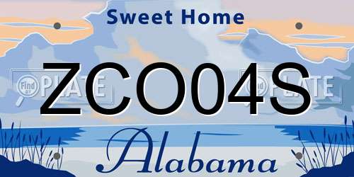 ZCO04S Alabama License Plate