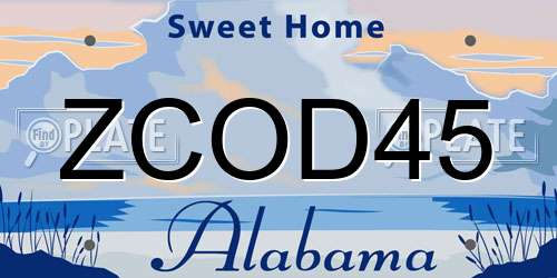 ZCOD45 Alabama License Plate