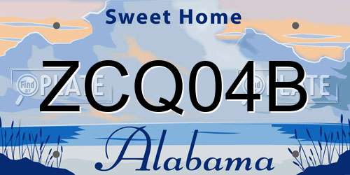 ZCQ04B Alabama License Plate