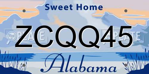ZCQQ45 Alabama License Plate