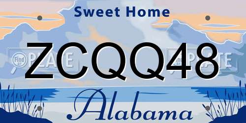 ZCQQ48 Alabama License Plate