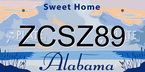 ZCSZ89 Alabama License Plate