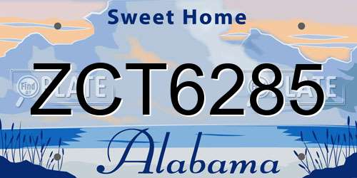 ZCT6285 Alabama License Plate