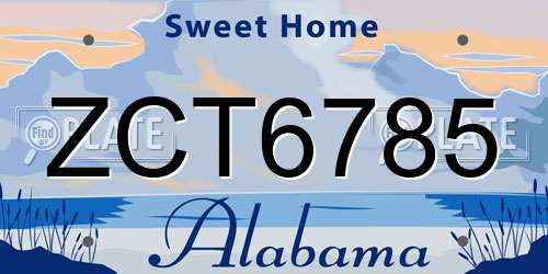 ZCT6785 Alabama License Plate