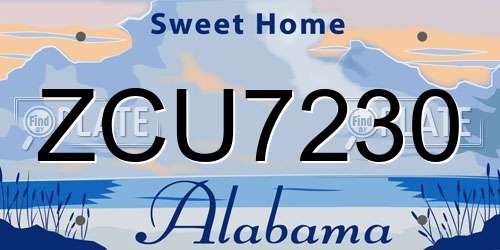 ZCU7230 Alabama License Plate