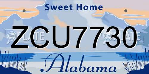 ZCU7730 Alabama License Plate