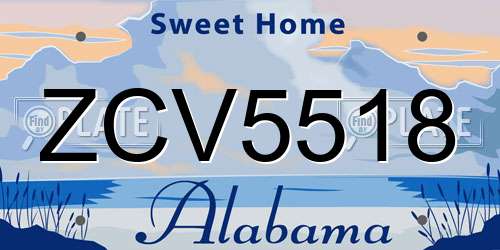 ZCV5518 Alabama License Plate