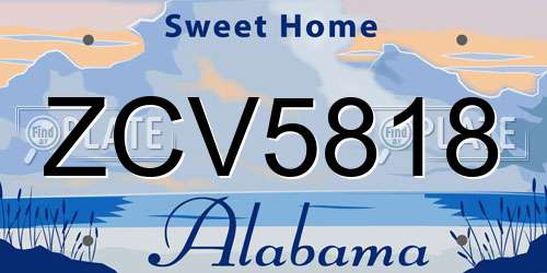 ZCV5818 Alabama License Plate