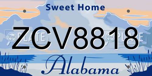 ZCV8818 Alabama License Plate