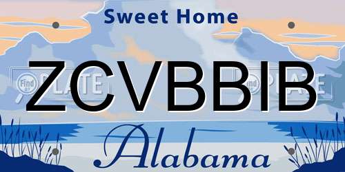 ZCVBBIB Alabama License Plate