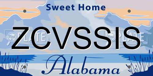 ZCVSSIS Alabama License Plate