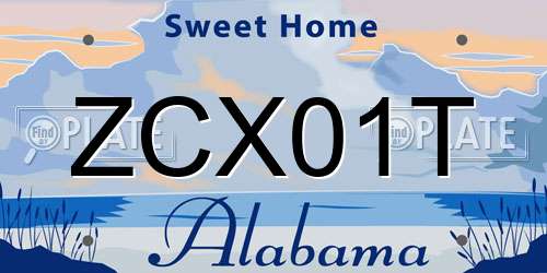 ZCX01T Alabama License Plate