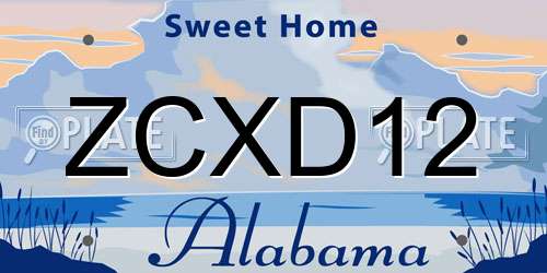 ZCXD12 Alabama License Plate