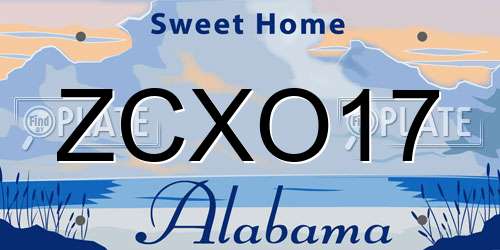 ZCXO17 Alabama License Plate