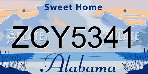 ZCY5341 Alabama License Plate