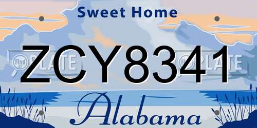 ZCY8341 Alabama License Plate