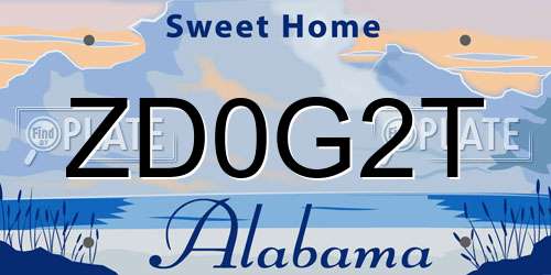 ZD0G2T Alabama License Plate