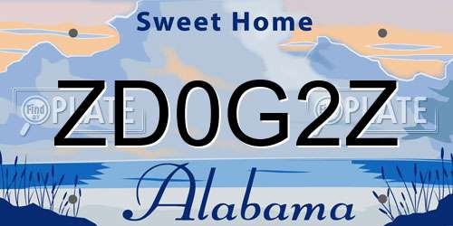ZD0G2Z Alabama License Plate