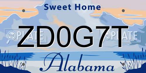 ZD0G7T Alabama License Plate
