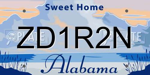 ZD1R2N Alabama License Plate