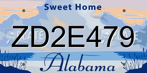 ZD2E479 Alabama License Plate